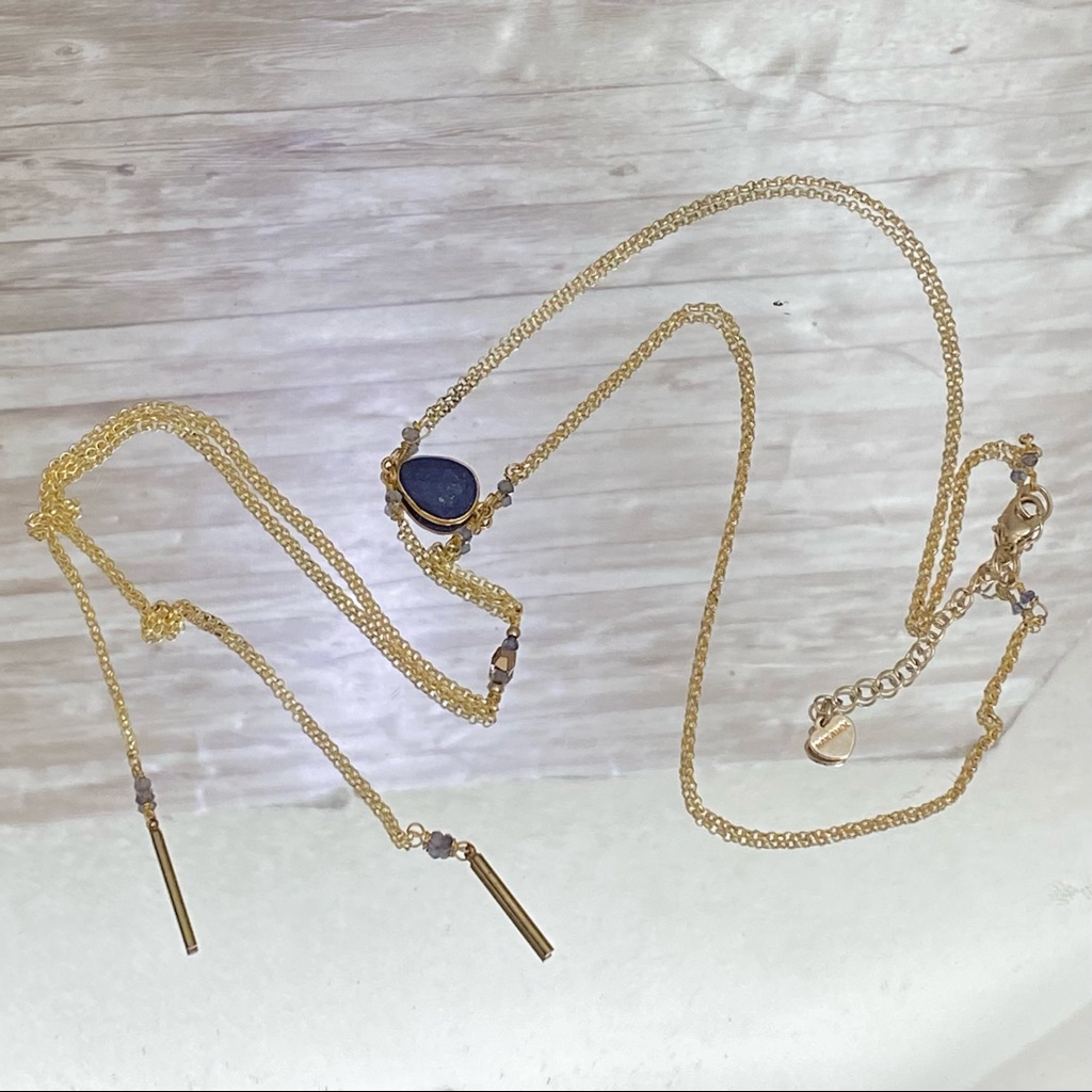 Nakamol Blue Semi-Precious Stone Lariat Style Long Chain Necklace 29$